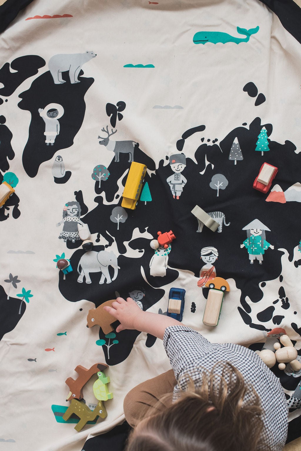 Worldmap/stars toy storage bag
