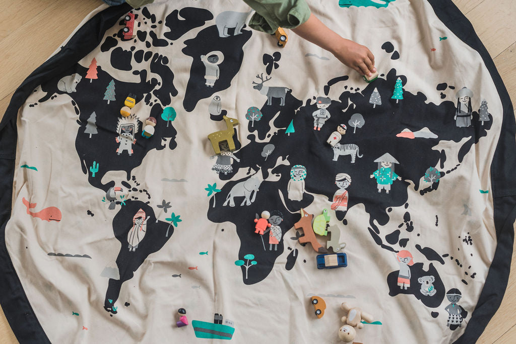 Worldmap/stars toy storage bag