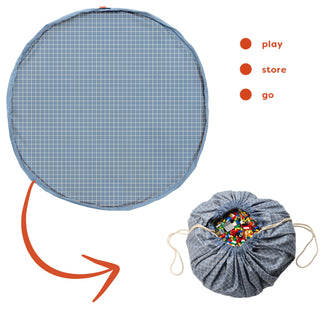 Organic grid blue storage bag
