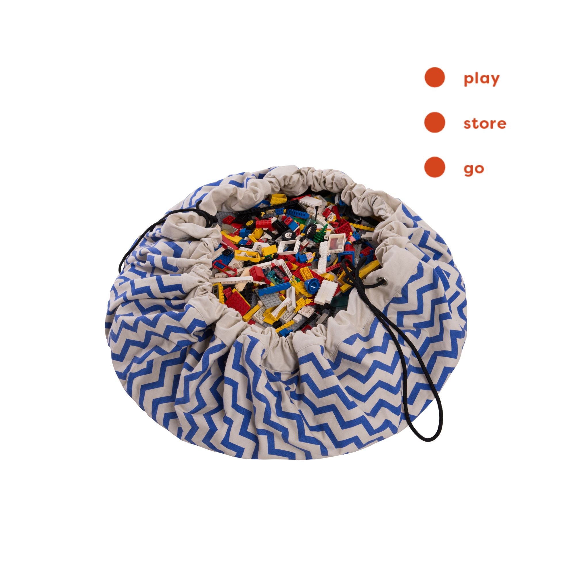 Zig zag blue toy storage bag