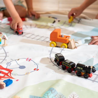 Trainmap/bears toy storage bag