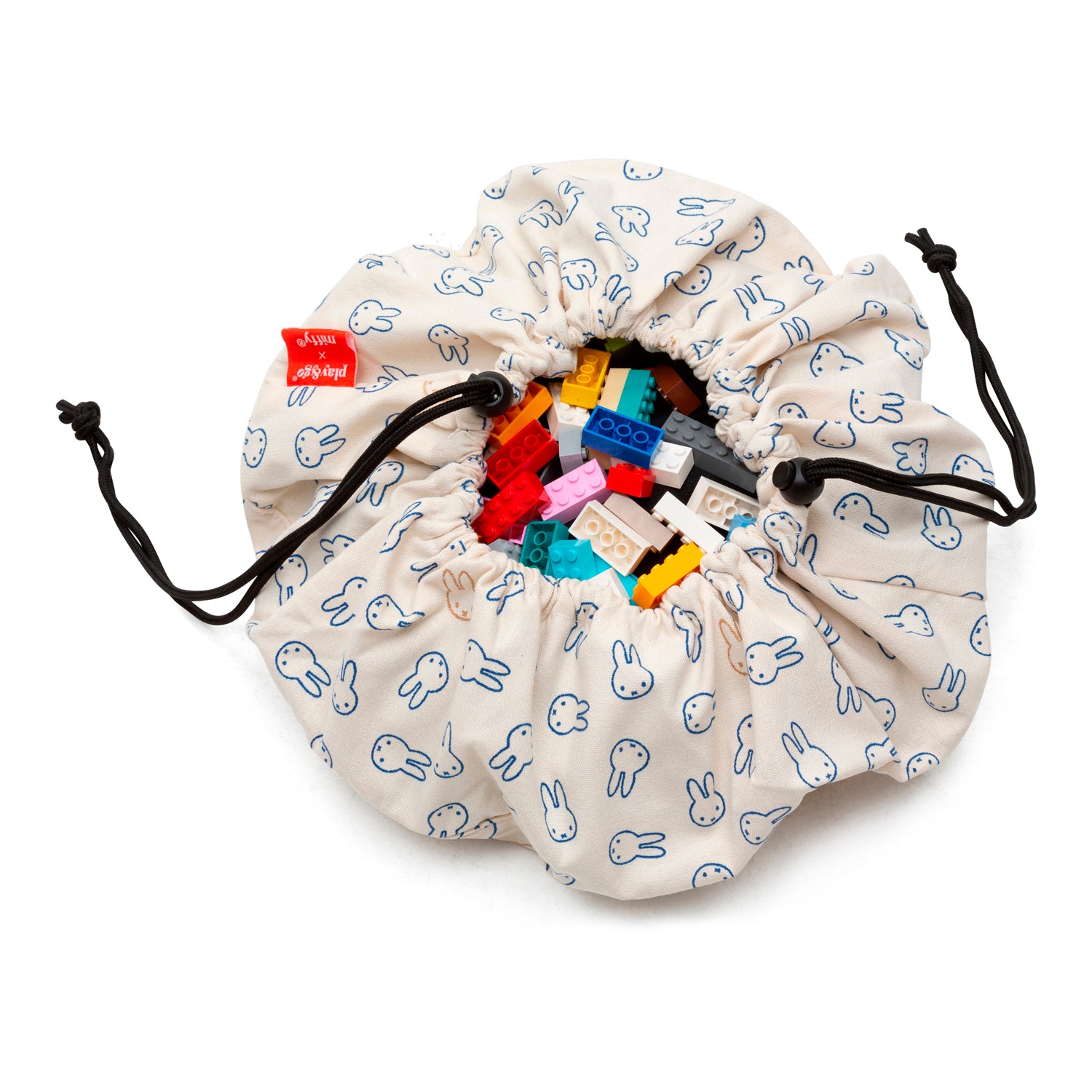Miffy Mini toy storage bag, filled with lego