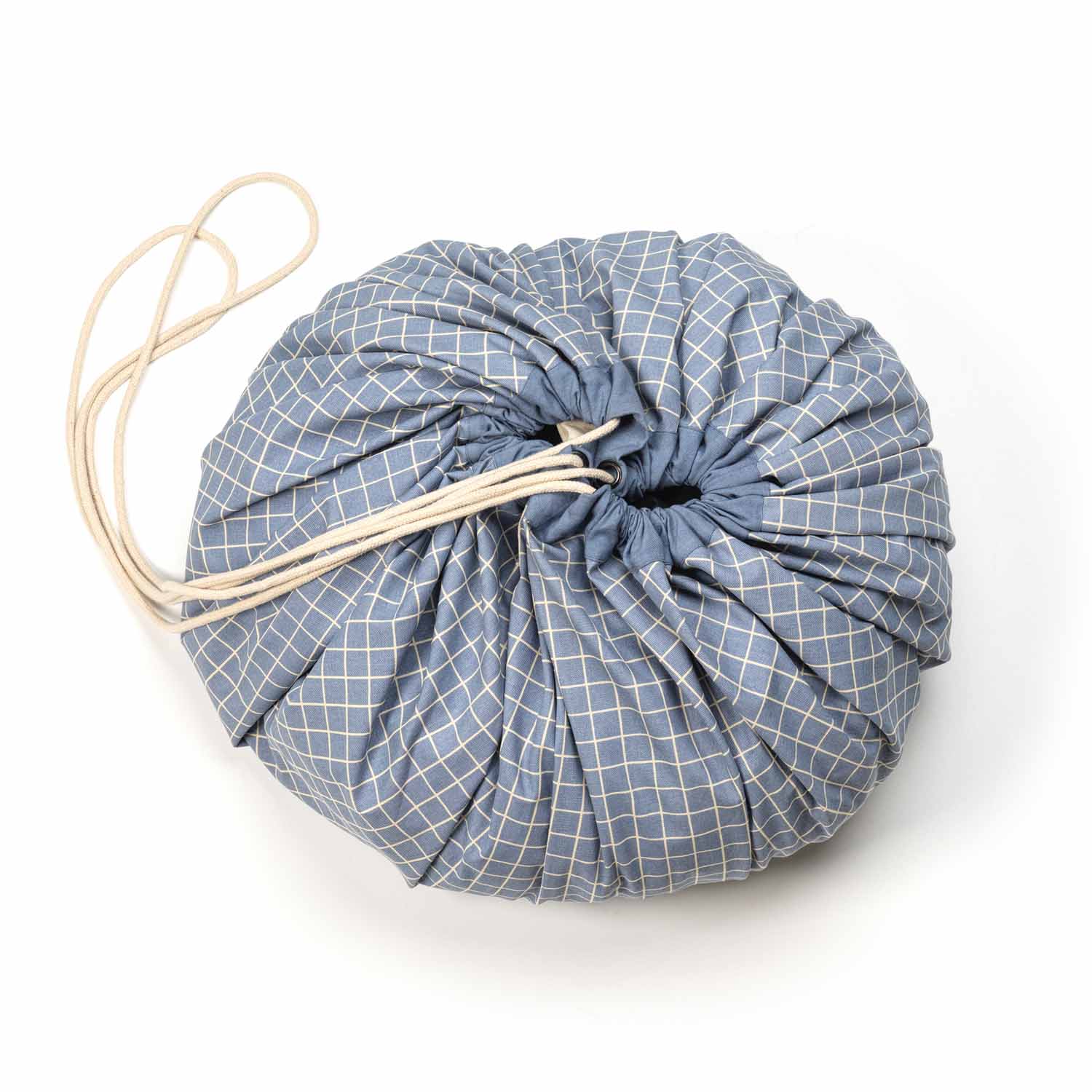 Organic grid blue storage bag