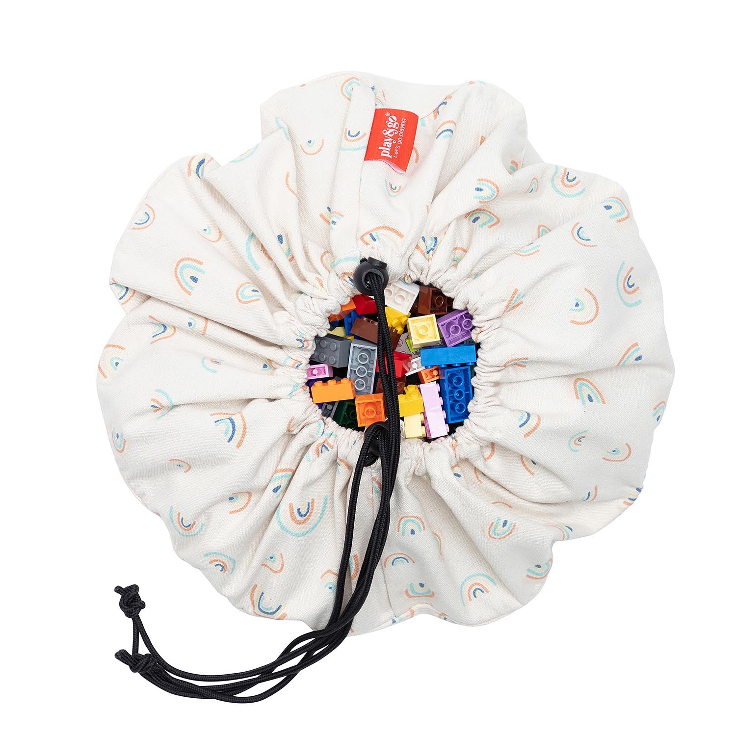 product picture Play&Go mini storage bag, print rainbow, bag filled with lego