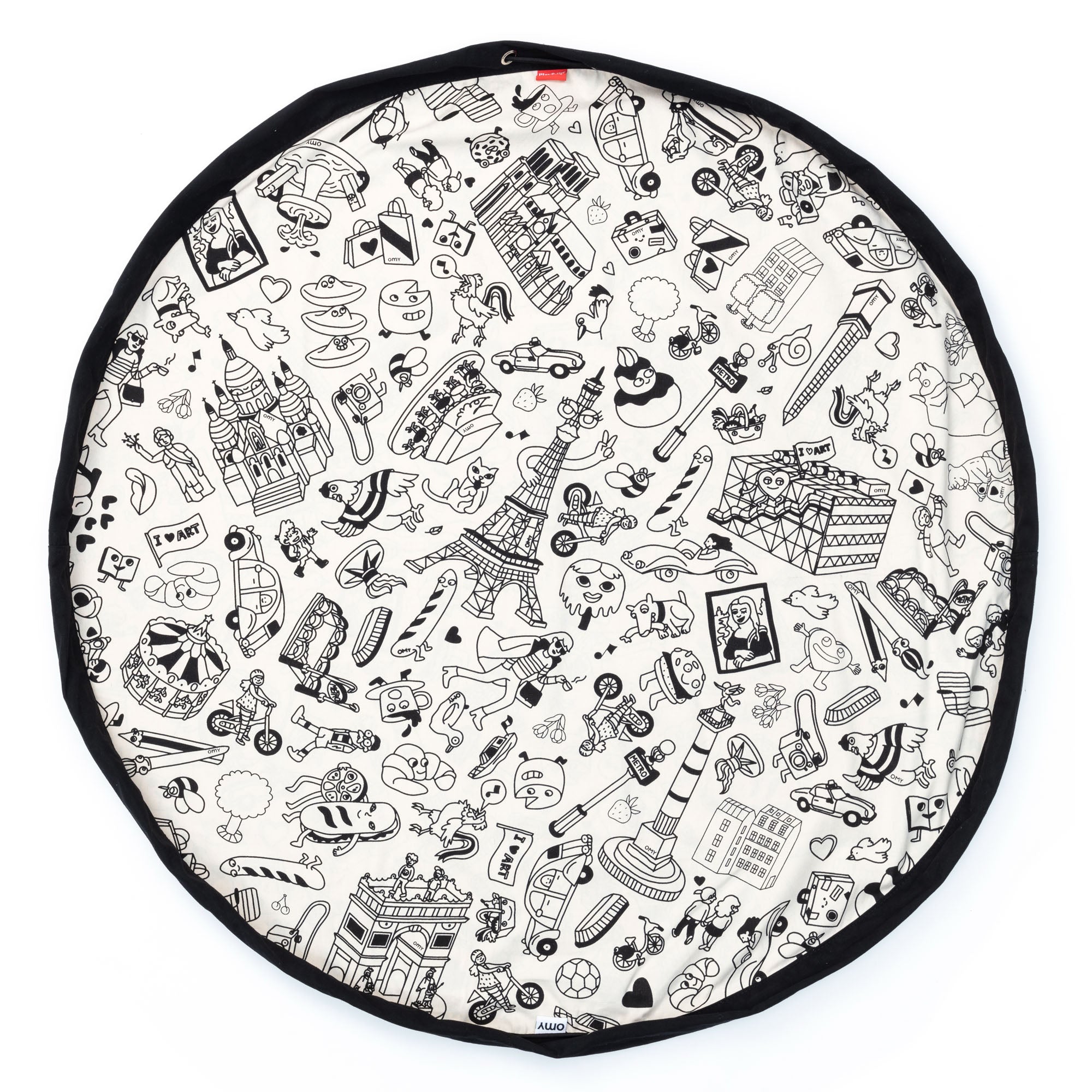 Play&Go storage bag and play mat, Omy Paris,black figures