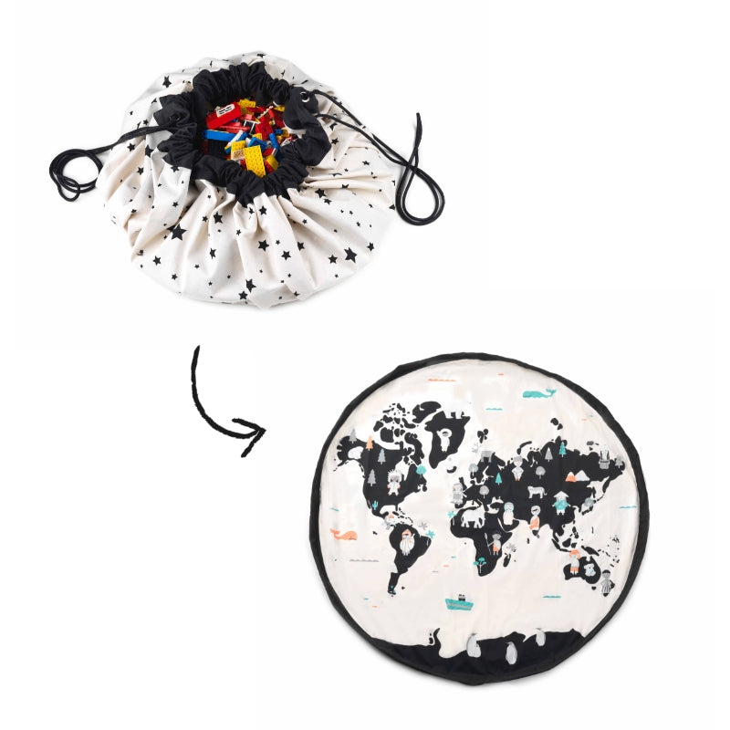 Worldmap/stars toy storage bag
