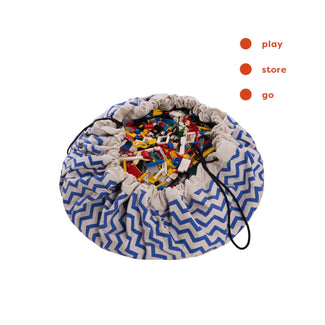 Zig zag blue toy storage bag