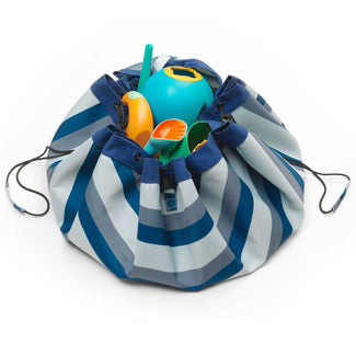 outdoor - playmat & toy bag-blue/green stripes