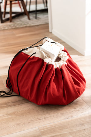 Red toy storage bag