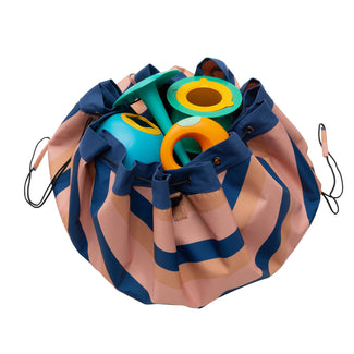 outdoor - playmat & toy bag - mokka stripes