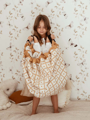 Geo Mustard toy storage bag