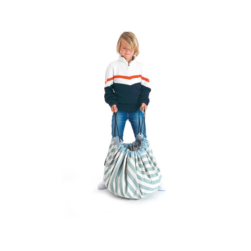 Play&Go mat cinched shut into a bag, all toys inside